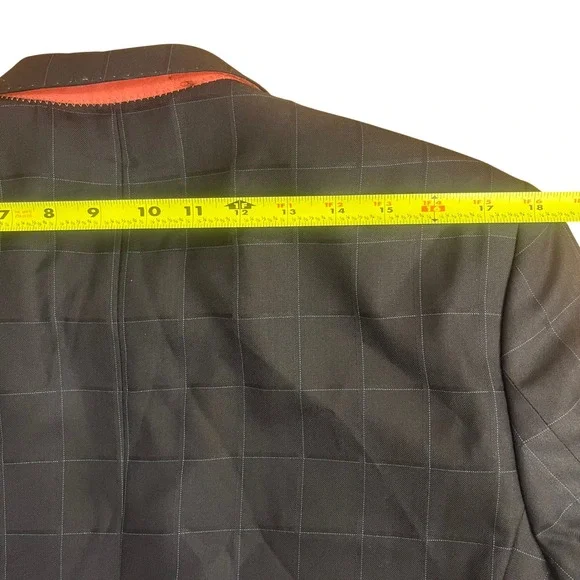 Maceoo Descartes Blazer Mens 40 Navy Blue Windowpane Check Sport Coat NEW